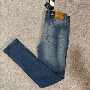 Slim Fit Blue Jeans with Distressed Look